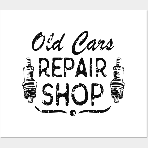 Car Mechanic Spark Plug Workshop Vintage Wall Art by Foxxy Merch